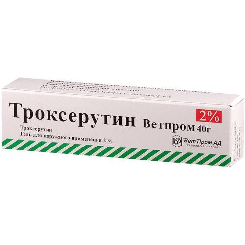 

Троксерутин ветпром гель для наружного применения 2% 40г