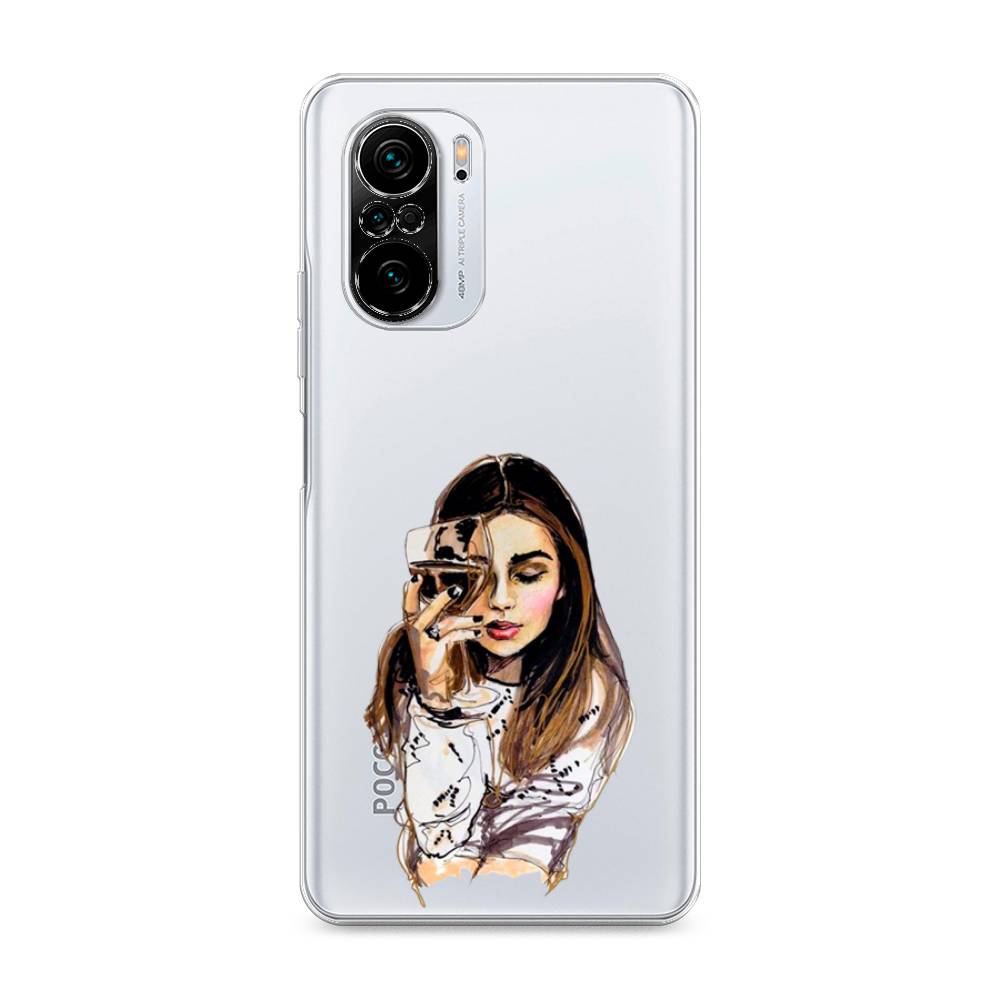 

Чехол Awog на Poco F3/Redmi K40/Mi 11i "Девушка с бокалом", Разноцветный, 310150-7