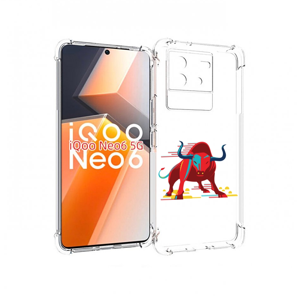 

Чехол MyPads Красный-бык для Vivo iQoo Neo 6 5G, Прозрачный, Tocco