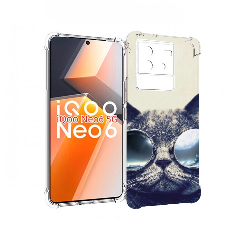 

Чехол MyPads Кот-в-очках-2 для Vivo iQoo Neo 6 5G, Прозрачный, Tocco