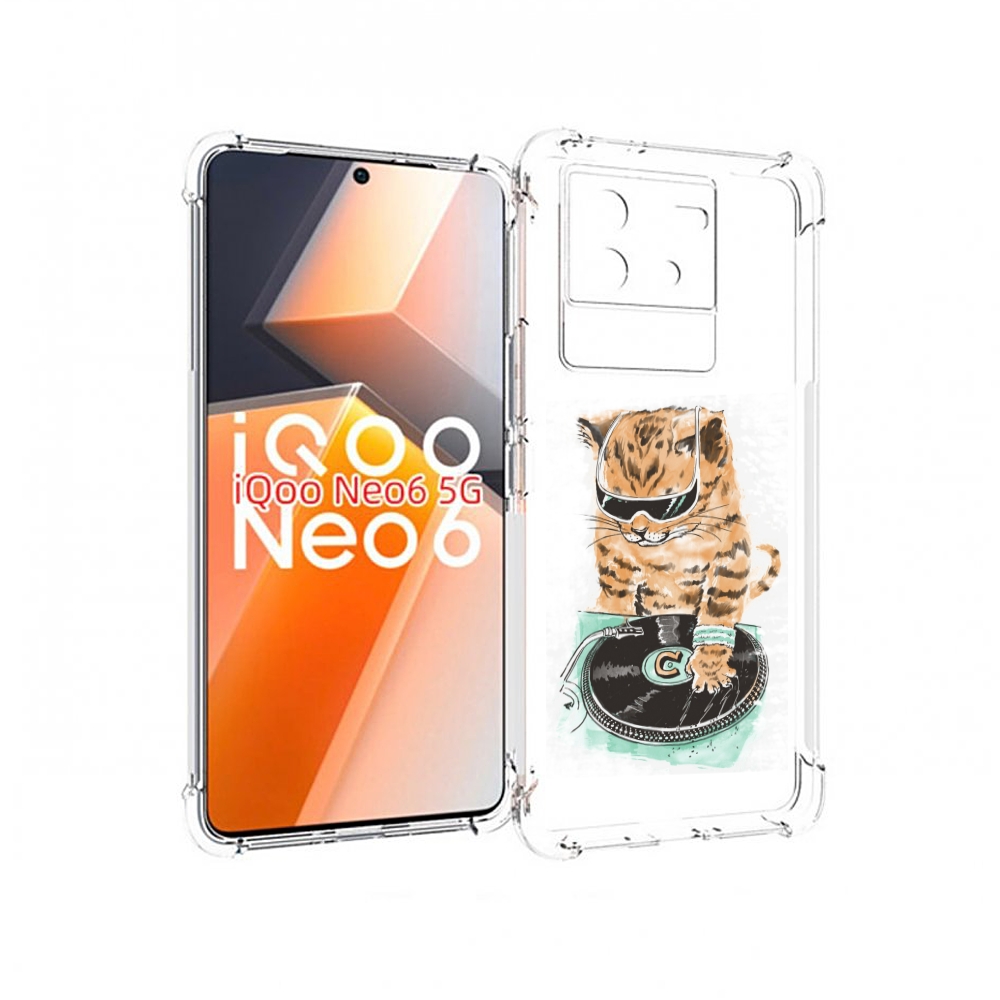 

Чехол MyPads Кот диджей для Vivo iQoo Neo 6 5G, Прозрачный, Tocco