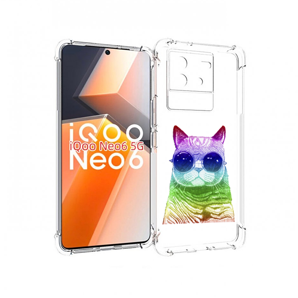 

Чехол MyPads Кот в очках для Vivo iQoo Neo 6 5G, Прозрачный, Tocco