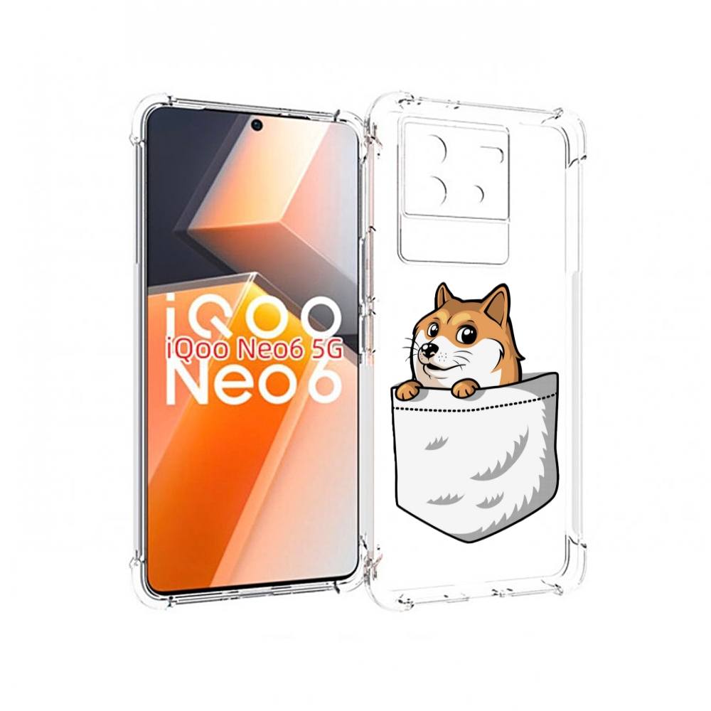 

Чехол MyPads Корги в кармане для Vivo iQoo Neo 6 5G, Прозрачный, Tocco