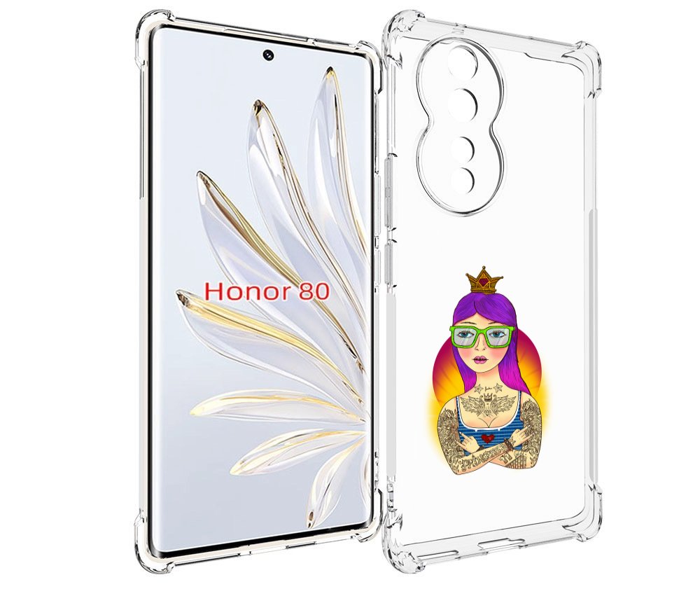 

Чехол MyPads девушка в татуировках с короной для Honor 80, Прозрачный, Tocco