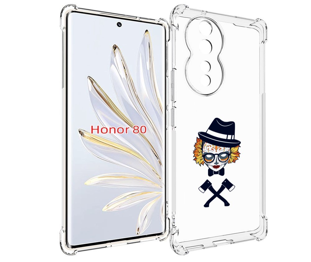 

Чехол MyPads девушка в маске с топорами рисунок для Honor 80, Прозрачный, Tocco