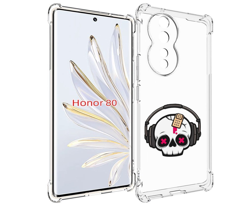 

Чехол MyPads черепок в наушниках для Honor 80, Прозрачный, Tocco