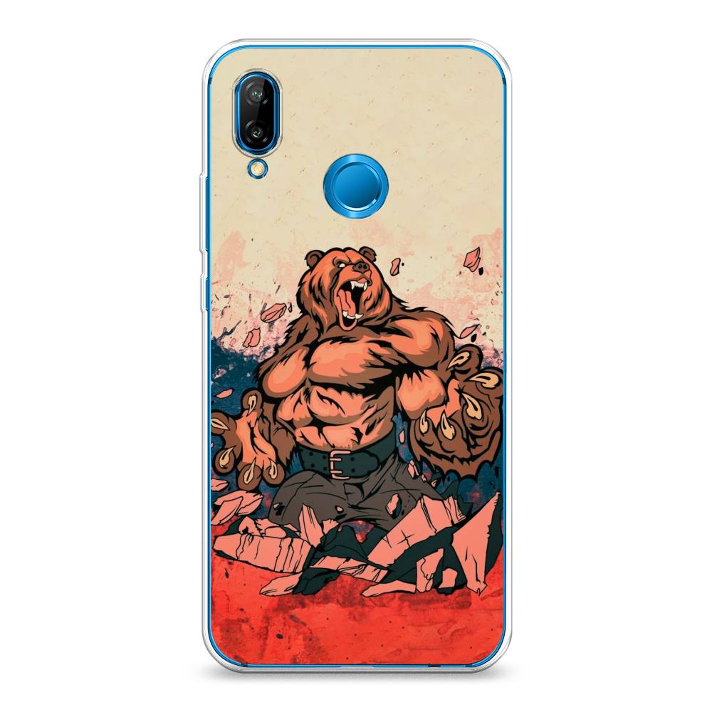 

Чехол Awog на Huawei Nova 3E "Медведь с флагом РФ", Коричневый;синий;красный, 65650-2