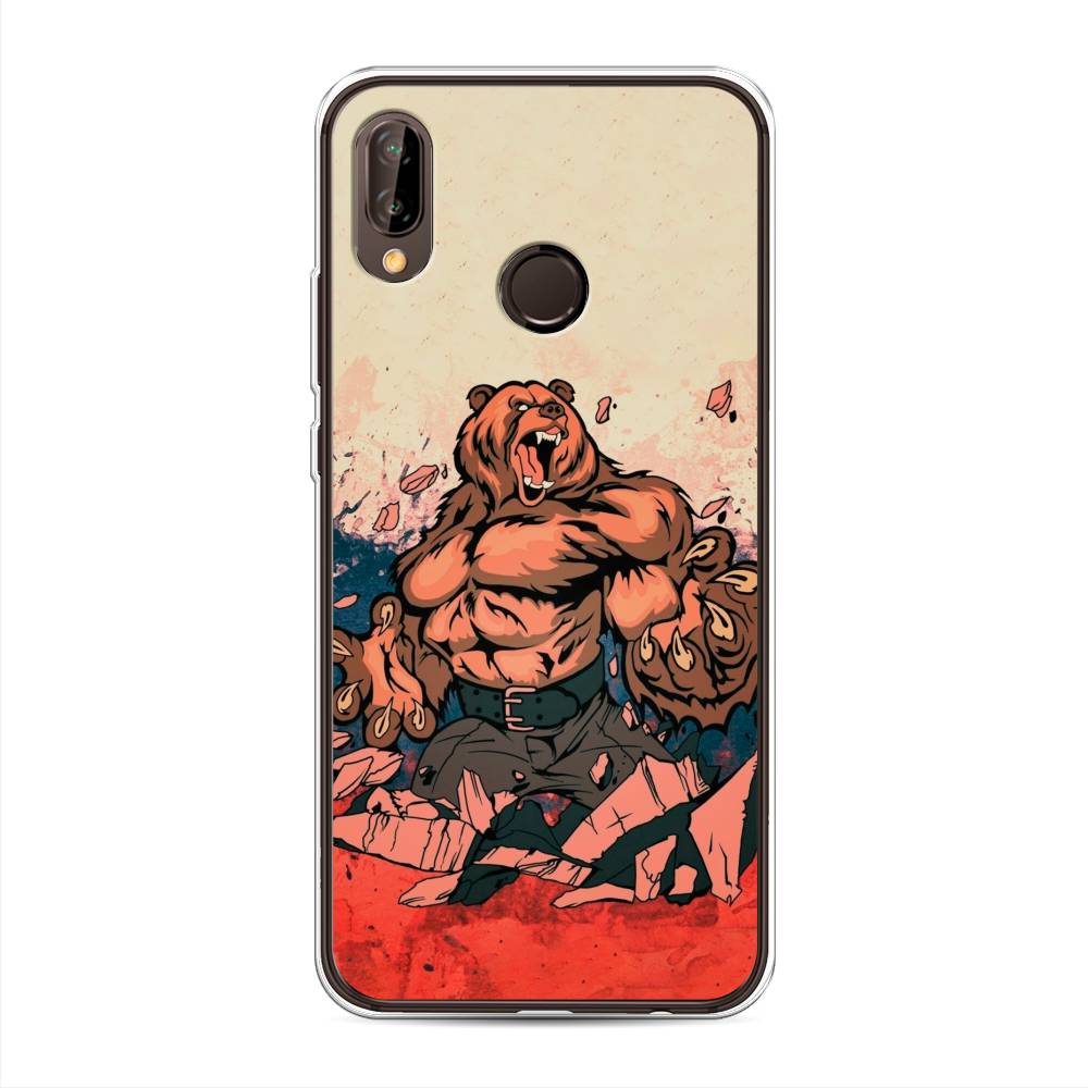 

Чехол Awog на Huawei Nova 3 "Медведь с флагом РФ", Коричневый;синий;красный, 66150-2