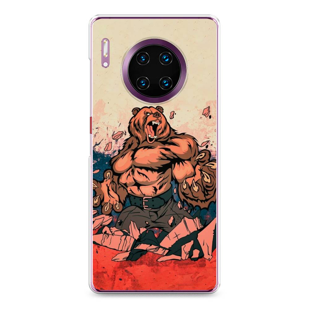 

Чехол Awog на Huawei Mate 30 Pro "Медведь с флагом РФ", Коричневый;синий;красный, 610450-2