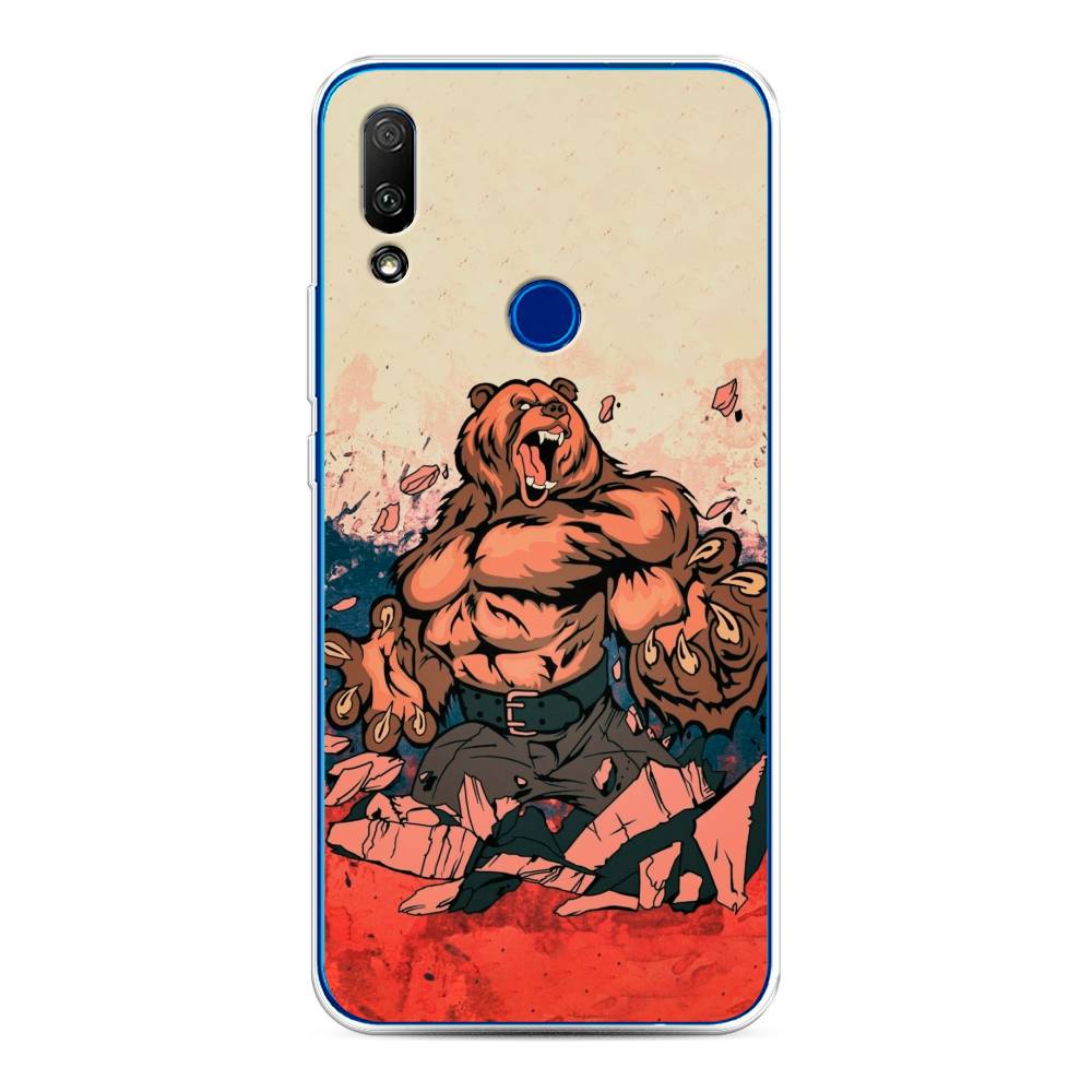 Чехол Awog  на Honor 9X Медведь с флагом РФ