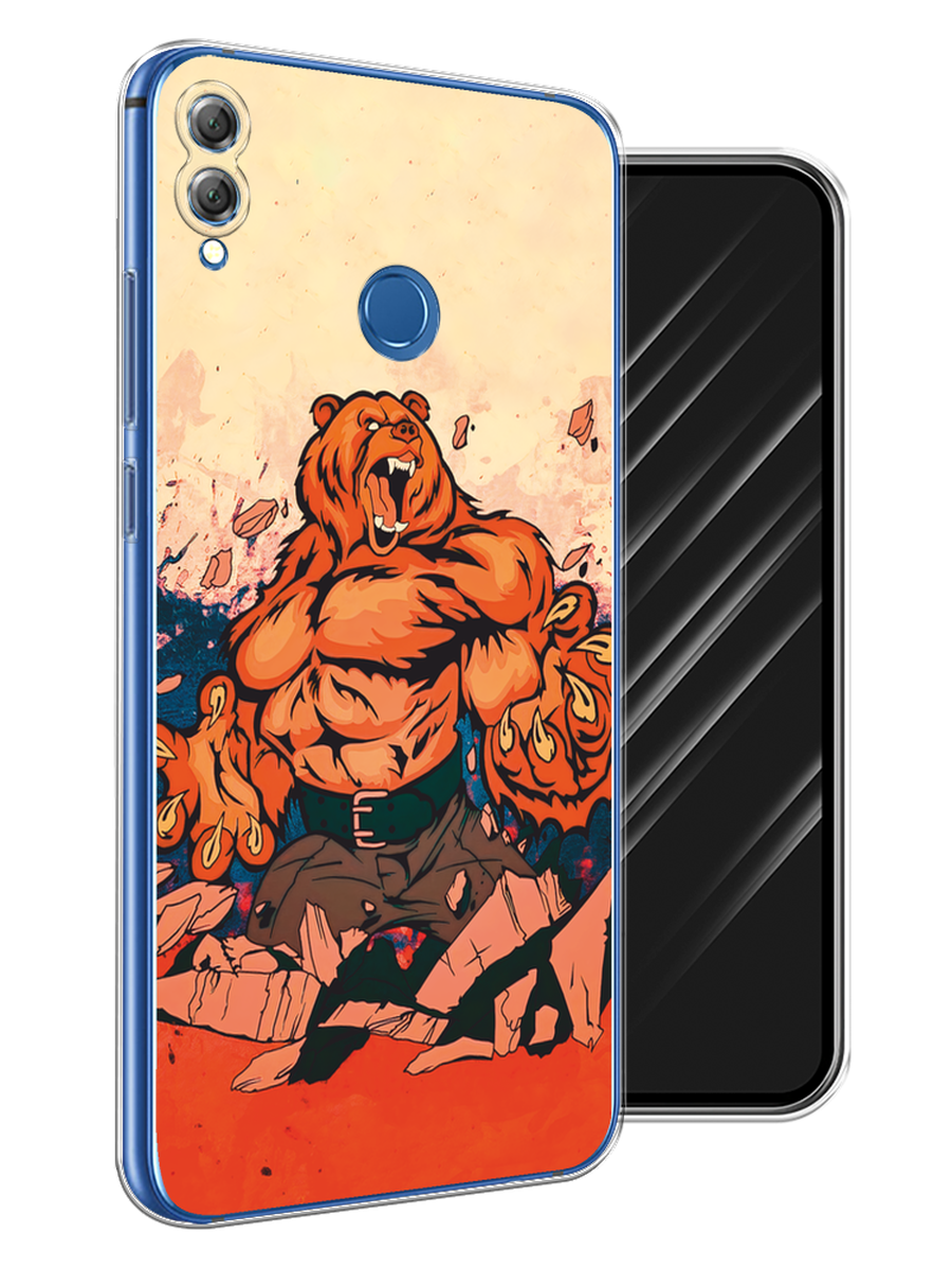

Чехол Awog на Honor 8X "Медведь с флагом РФ", Коричневый;синий;красный, 66750-2
