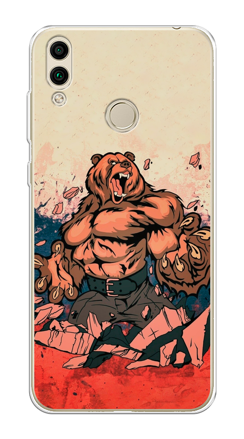 

Чехол Awog на Honor 8C "Медведь с флагом РФ", Коричневый;синий;красный, 67150-2