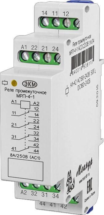 Реле промежуточное МРП-4-1 ACDC230В УХЛ4 4 переключ. контакта коммутируемый ток до 8А Меан