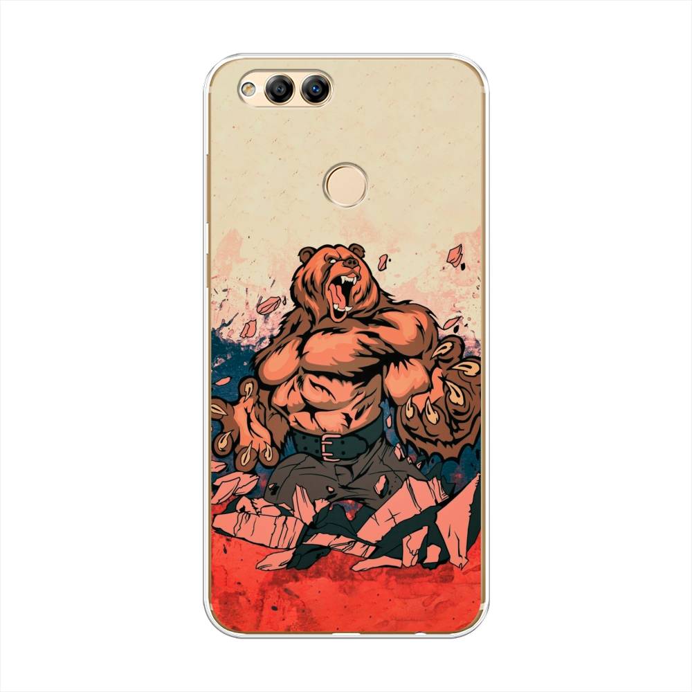 

Чехол Awog на Honor 7X "Медведь с флагом РФ", Коричневый;синий;красный, 63750-2