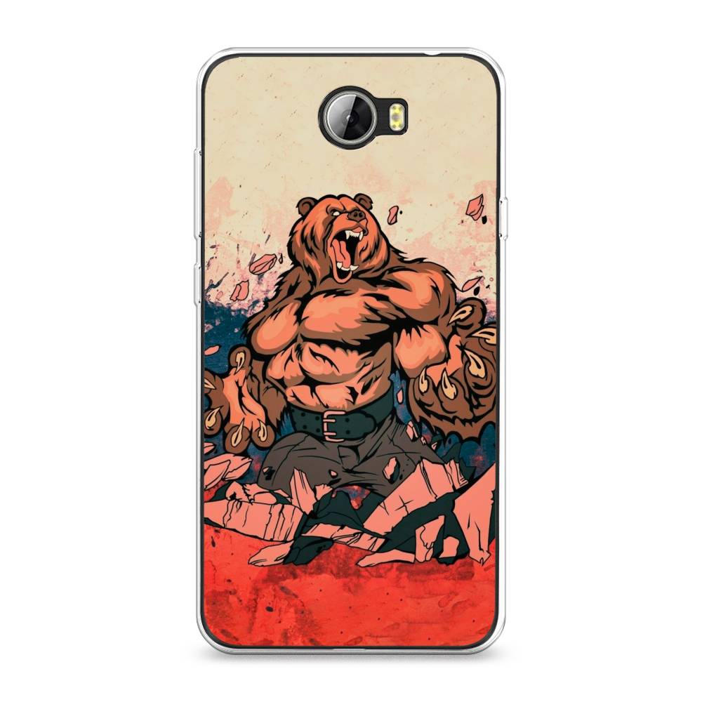 

Чехол Awog на Honor 5A "Медведь с флагом РФ", Коричневый;синий;красный, 60350-2