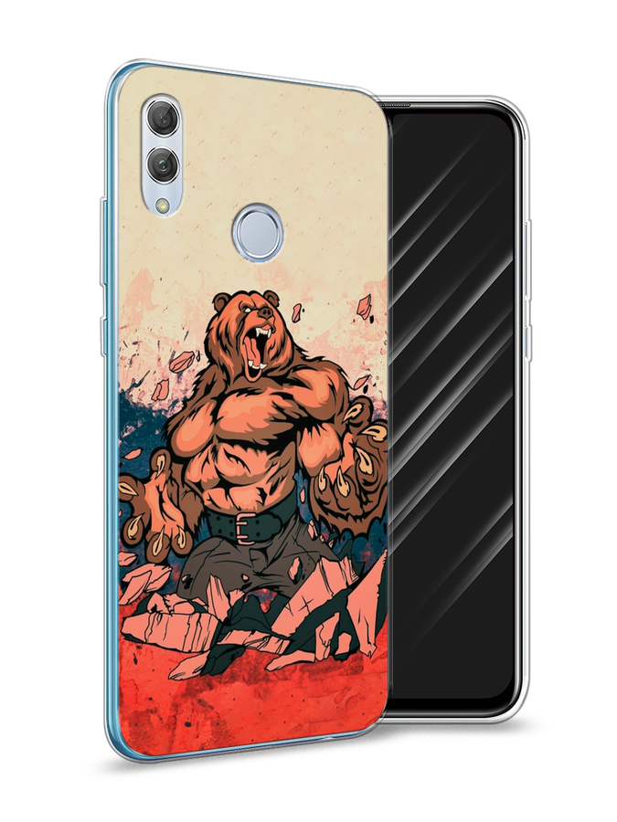 

Чехол Awog на Honor 10 Lite "Медведь с флагом РФ", Коричневый;синий;красный, 67550-2