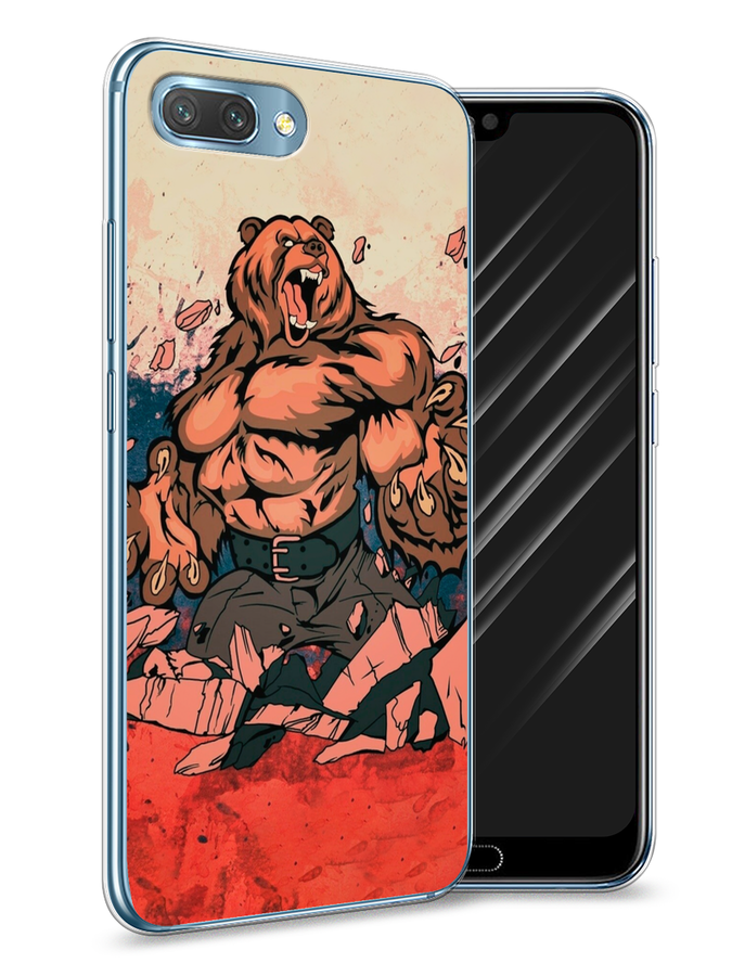 

Чехол Awog на Honor 10 "Медведь с флагом РФ", Коричневый;синий;красный, 65350-2
