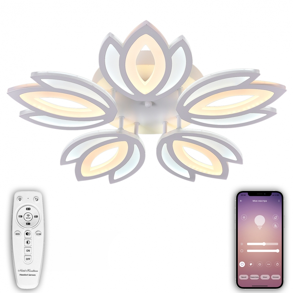 

Потолочная светодиодная люстра Natali Kovaltseva с Bluetooth и пультом ДУ LED LAMPS 81124