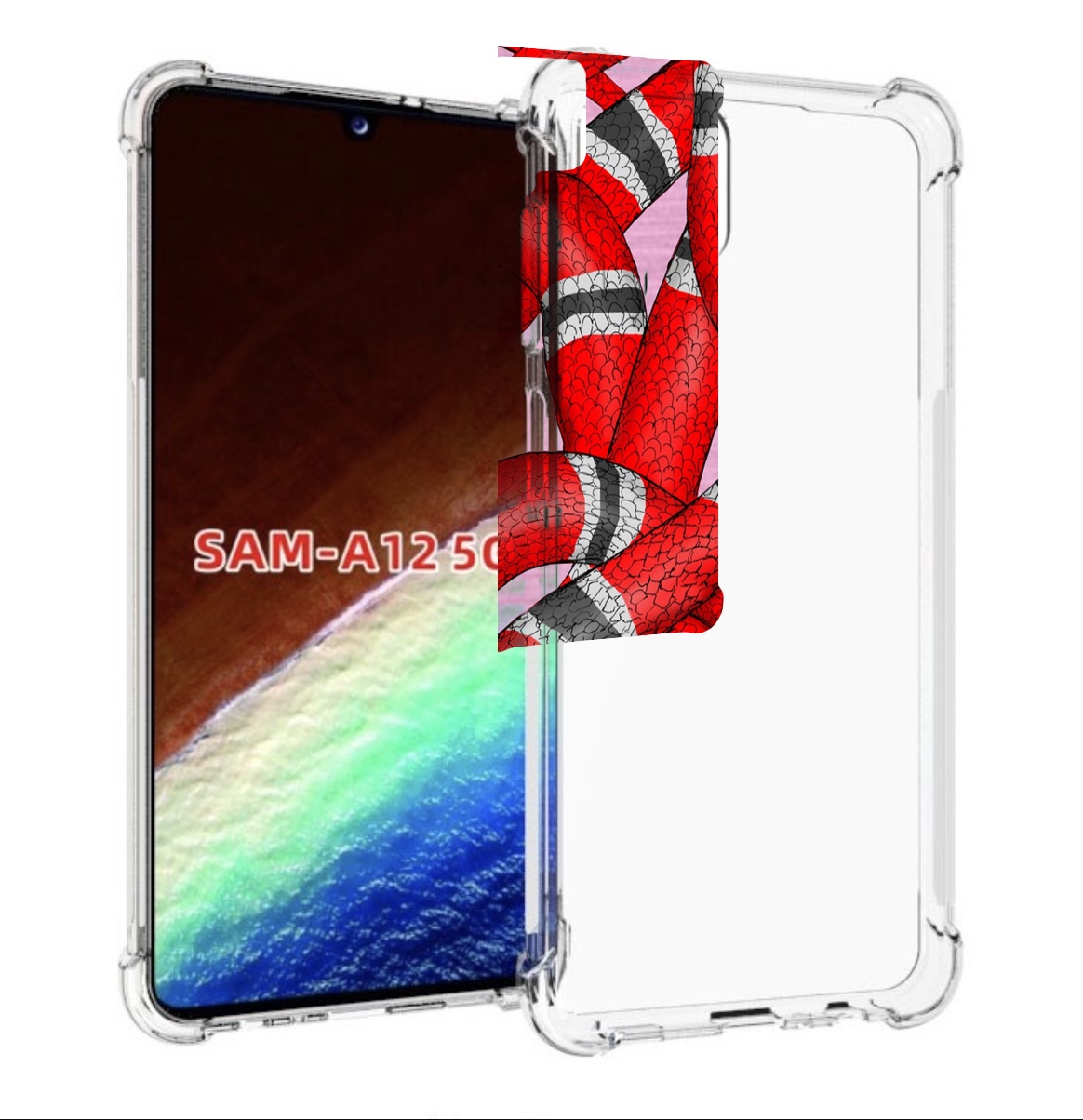 

Чехол MyPads змея-красно-черно-белый для Samsung Galaxy A12 (SM-A125F) 2020/21, Прозрачный, Tocco