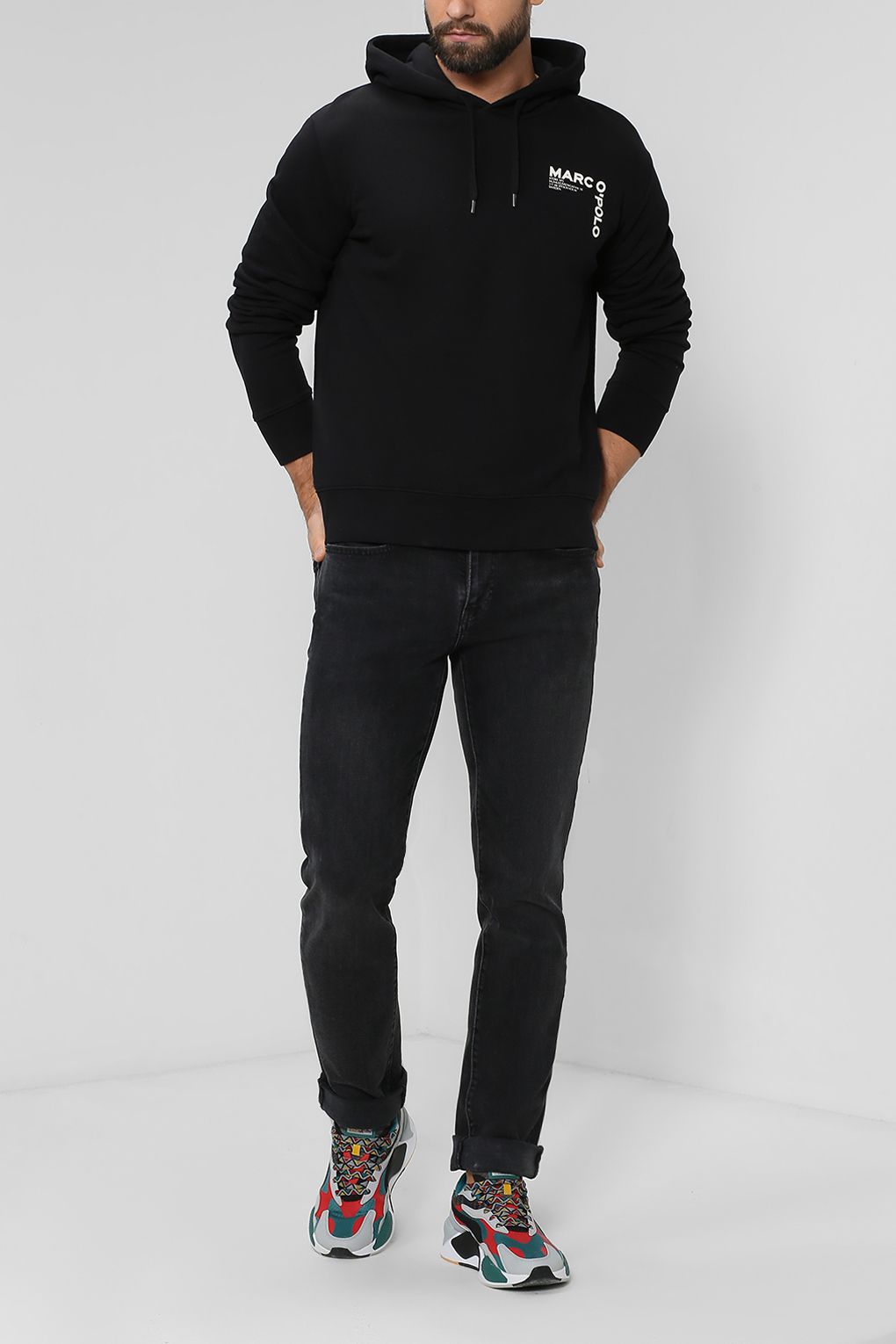 

Худи мужское Marc O’Polo 121 4011 54024 черное XL, 121 4011 54024