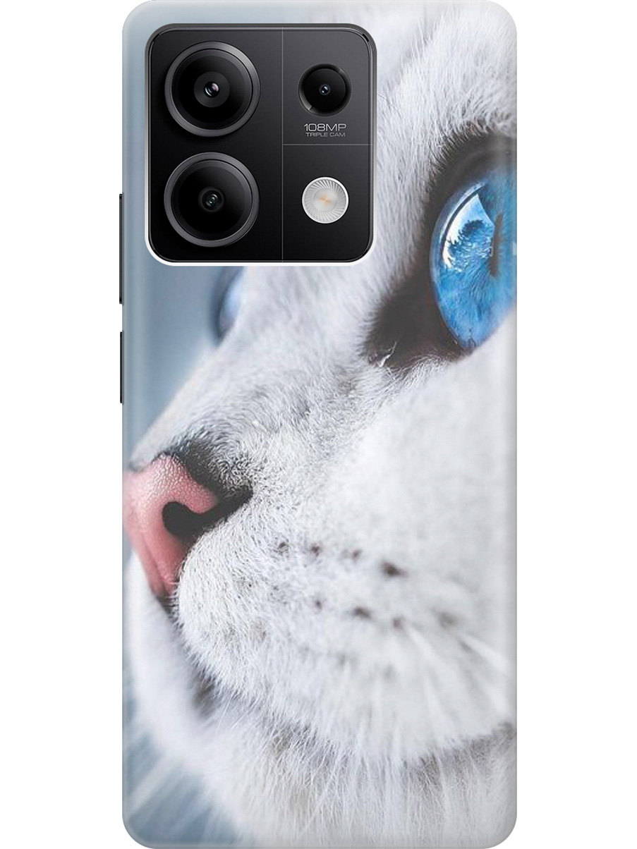 

Силиконовый чехол на Xiaomi Redmi Note 13 5g с рисунком "Кошачий взгляд", Белый;голубой, 20012075