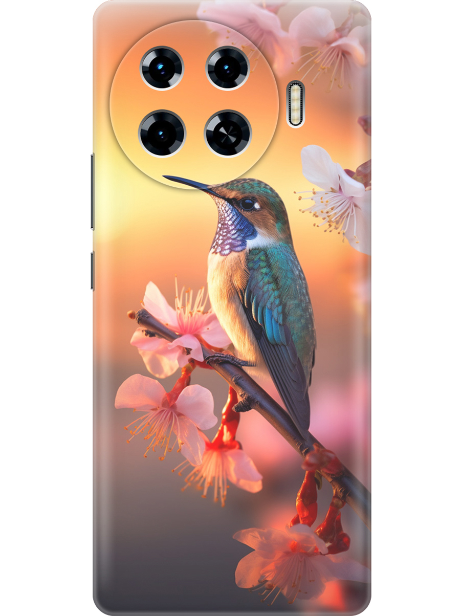 

Силиконовый чехол на Tecno Spark 20 Pro+ с принтом "Птичка и закат", Прозрачный;желтый;красный, 783985021