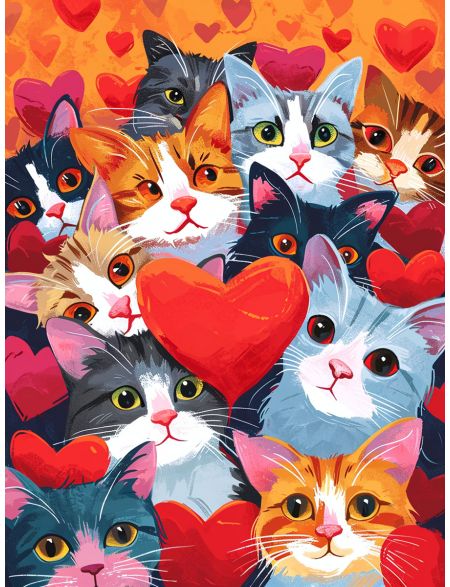 

Алмазная мозаика без подрамника Котики, 70x50 см, 50 цветов, 82954, РА-697