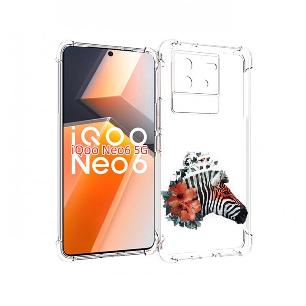 

Чехол MyPads Зебра с цветами для Vivo iQoo Neo 6 5G, Прозрачный, Tocco