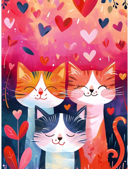 

Алмазная мозаика на подрамнике Котики, 50x40 см, 50 цветов, 82950, ПРА-696
