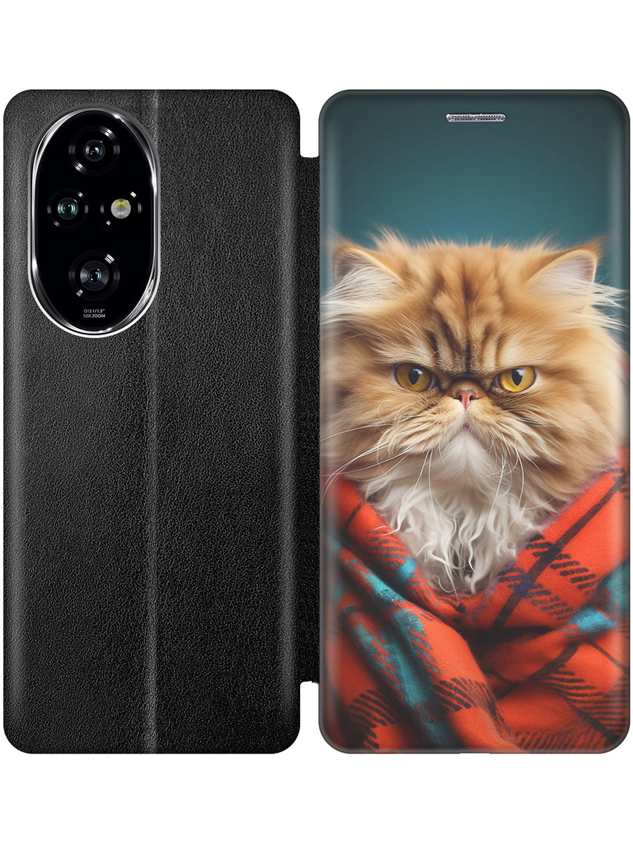 

Чехол-книжка на Honor 200 pro с принтом "Недовольный котик" черный, Черный;красный;синий, 783979612