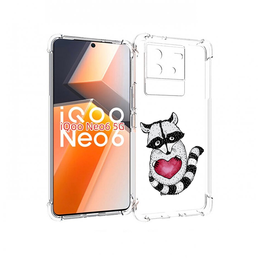 

Чехол MyPads Енот с сердечком для Vivo iQoo Neo 6 5G, Прозрачный, Tocco
