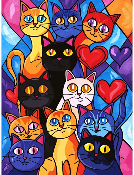 

Алмазная мозаика на подрамнике Котики, 40x30 см, 50 цветов, 82937, ПРА-695
