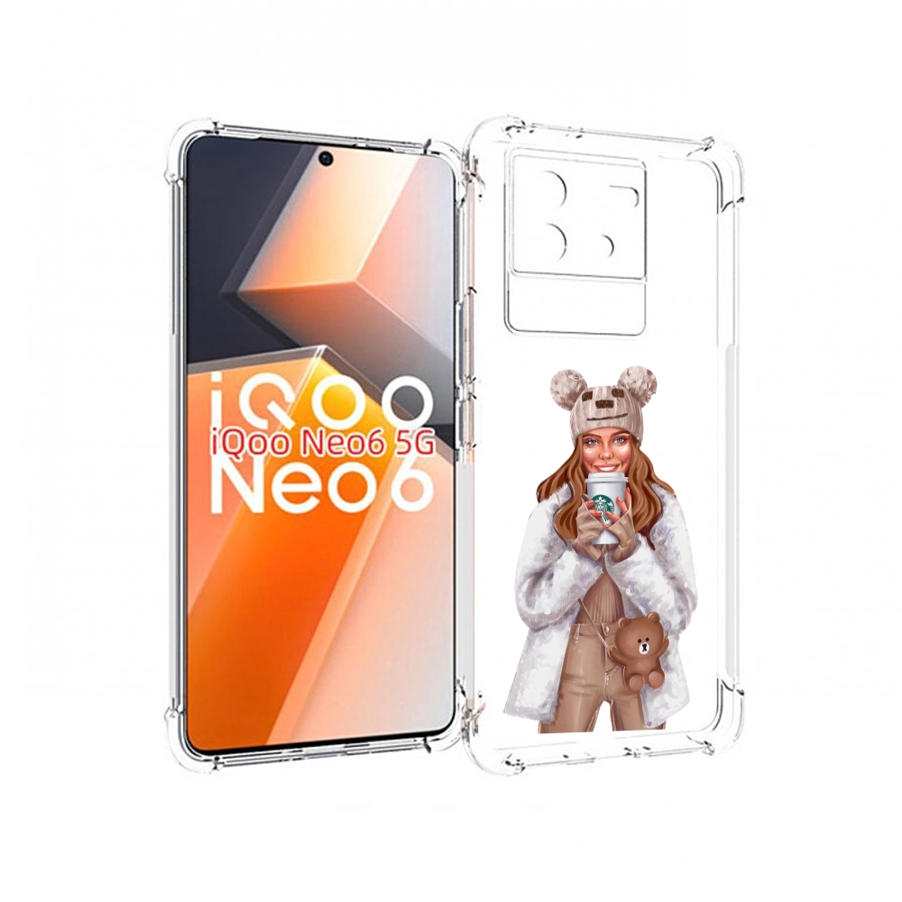 

Чехол MyPads Девушка-с-кофе-старбакс женский для Vivo iQoo Neo 6 5G, Прозрачный, Tocco