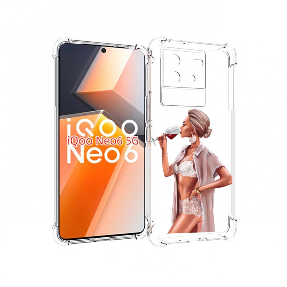 

Чехол MyPads Девушка-с-вином женский для Vivo iQoo Neo 6 5G, Прозрачный, Tocco