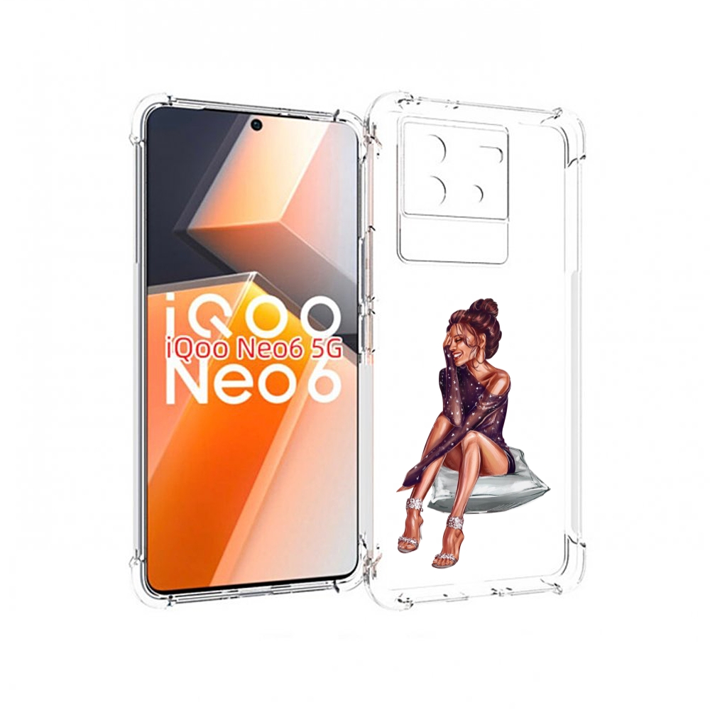 

Чехол MyPads Девушка-на-подушке женский для Vivo iQoo Neo 6 5G, Прозрачный, Tocco