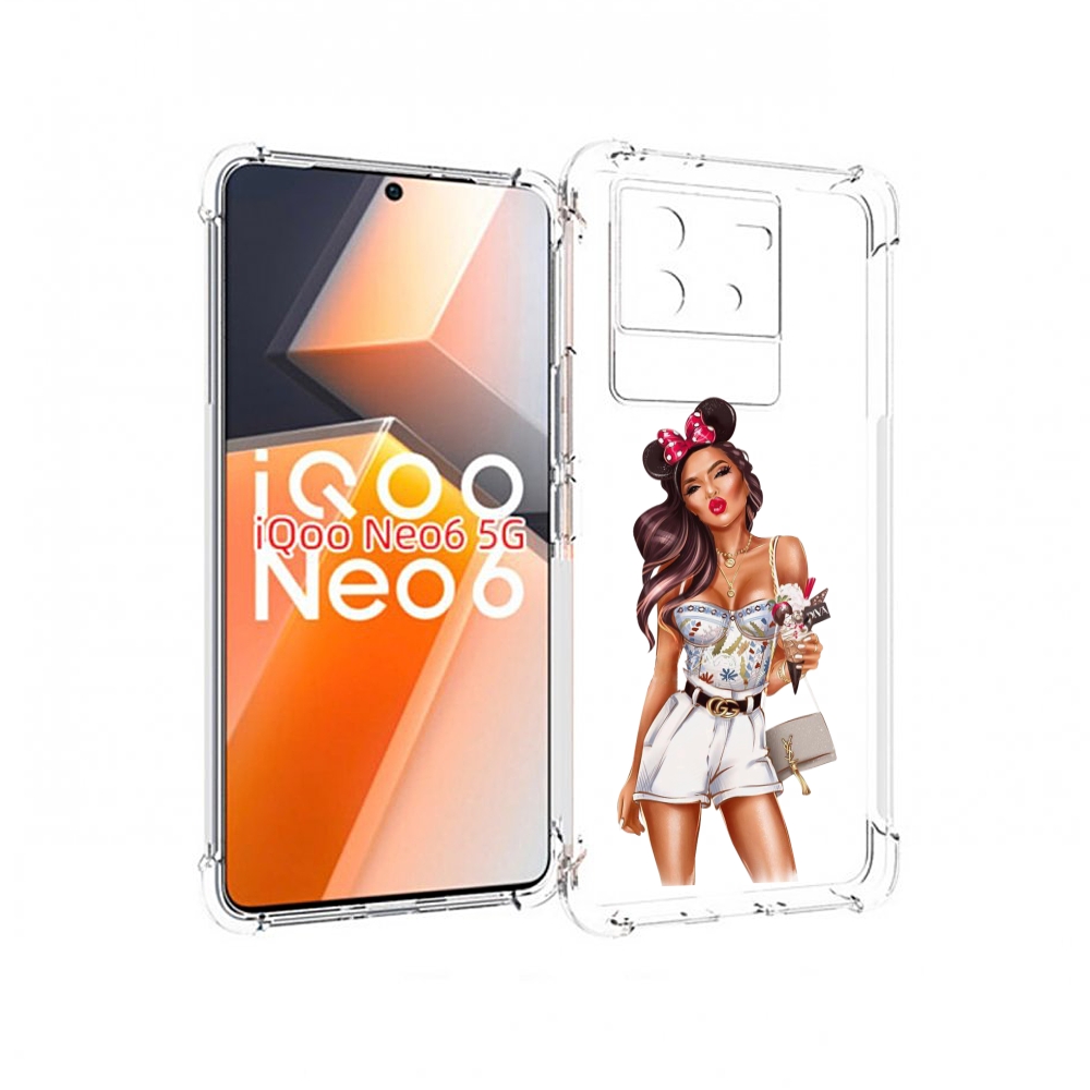 

Чехол MyPads Девушка-микки для Vivo iQoo Neo 6 5G, Прозрачный, Tocco