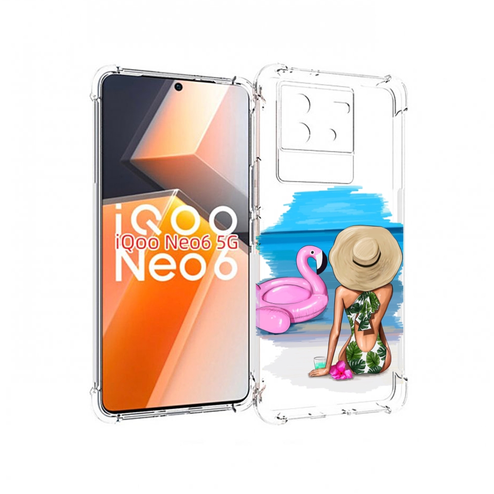 

Чехол MyPads Девушка-и-фламинго женский для Vivo iQoo Neo 6 5G, Прозрачный, Tocco