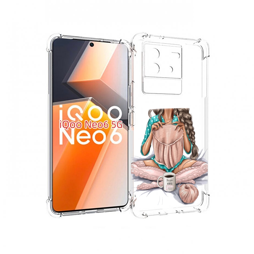 

Чехол MyPads Девушка-вяжет женский для Vivo iQoo Neo 6 5G, Прозрачный, Tocco