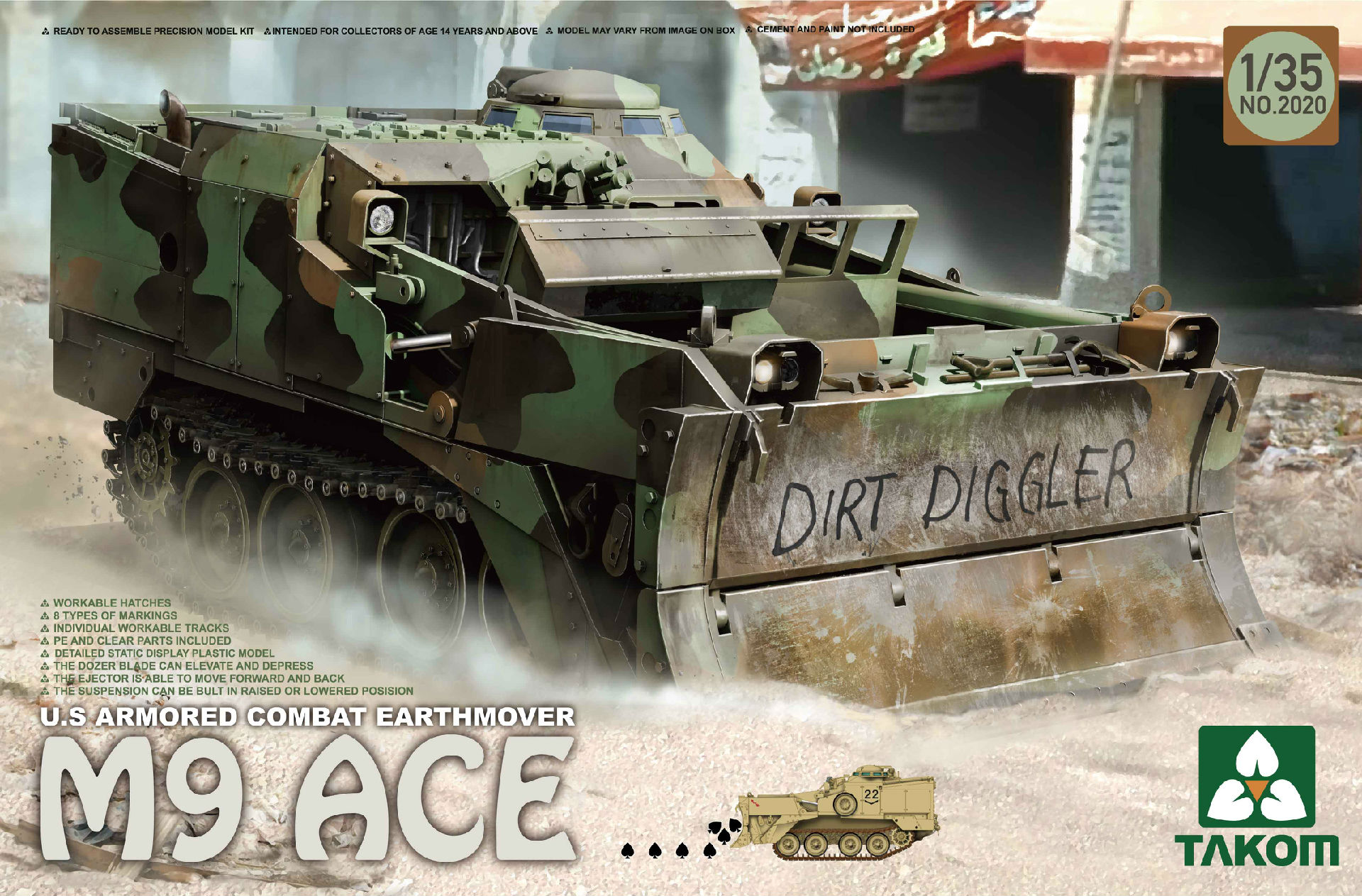 фото Сборная модель takom 1/35 американский бронированный бульдозер m9 ace 2020