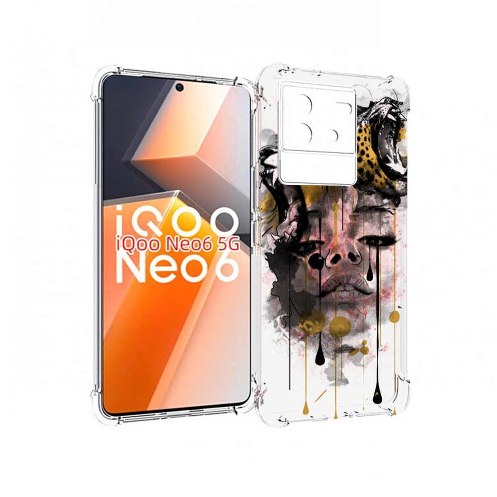 

Чехол MyPads Девушка гепард женский для Vivo iQoo Neo 6 5G, Прозрачный, Tocco