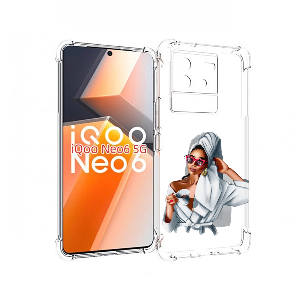 Чехол MyPads Девушка в белом халате женский для Vivo iQoo Neo 6 5G