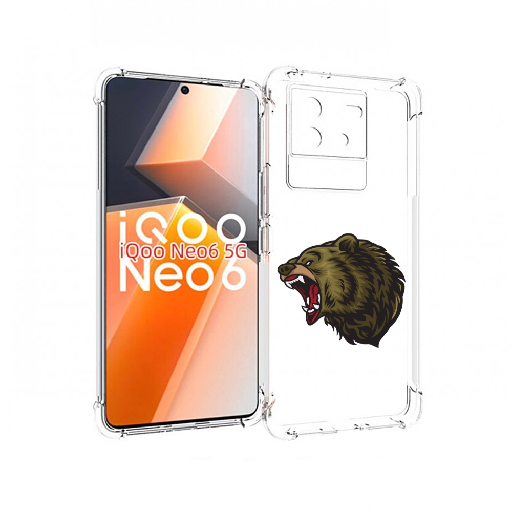 

Чехол MyPads Голова-медведь для Vivo iQoo Neo 6 5G, Прозрачный, Tocco