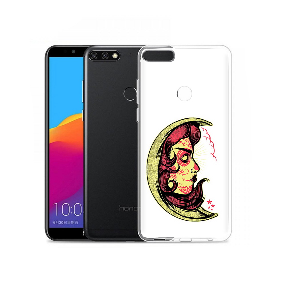 

Чехол MyPads Tocco для Honor 7C Pro желтый полумесяц с лицом девушки (PT113786.47.346), Прозрачный, Tocco