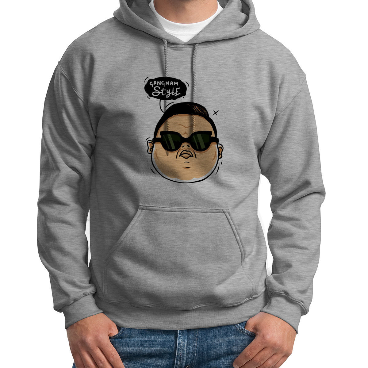 

Худи унисекс CoolPodarok Прикол Gangnam style серое 52 RU, Серый, S0151368
