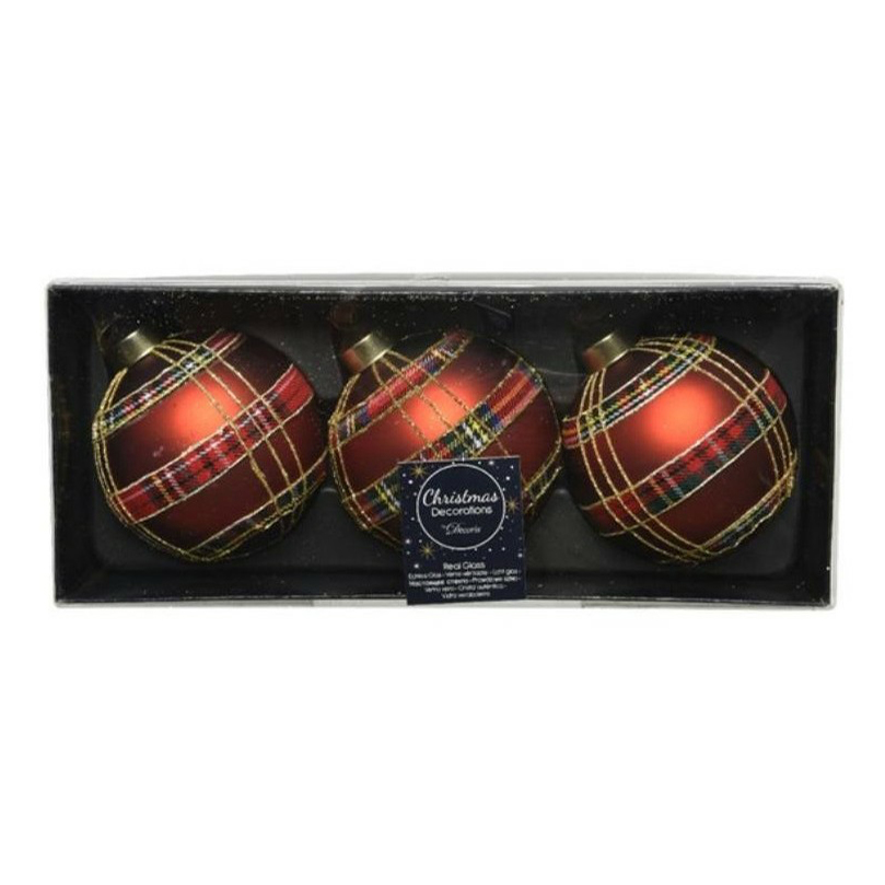фото Набор шаров на елку kaemingk 3 шт 8 см стекло красный