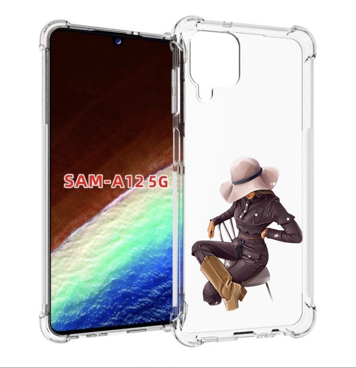 

Чехол MyPads загадочная-девушка-в-костюме женский для Samsung Galaxy A12 (SM-A125F), Прозрачный, Tocco