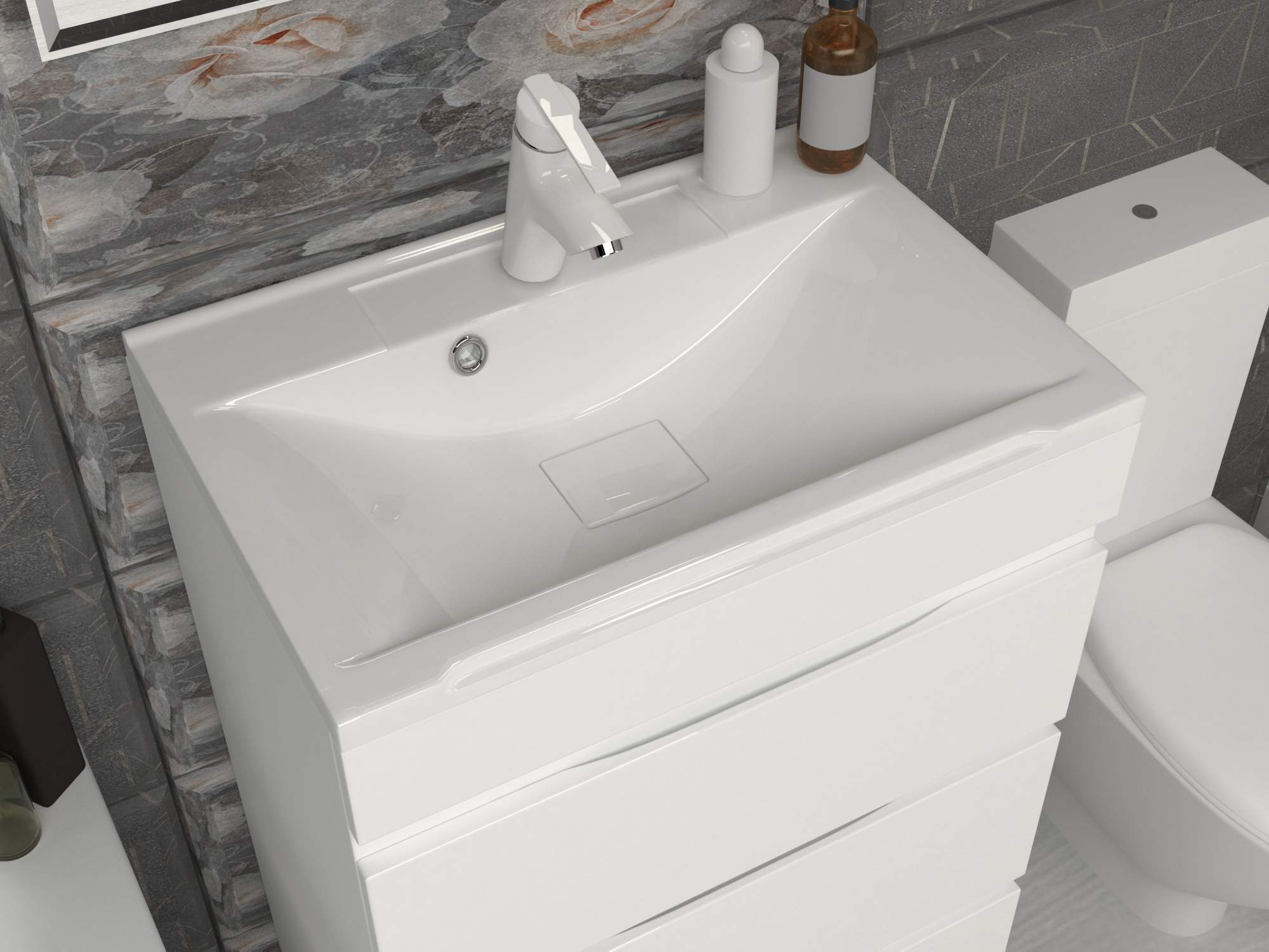 Раковина в ванную мебельная Aqua Trends Комфорт 65, 650х445, белая, накладная