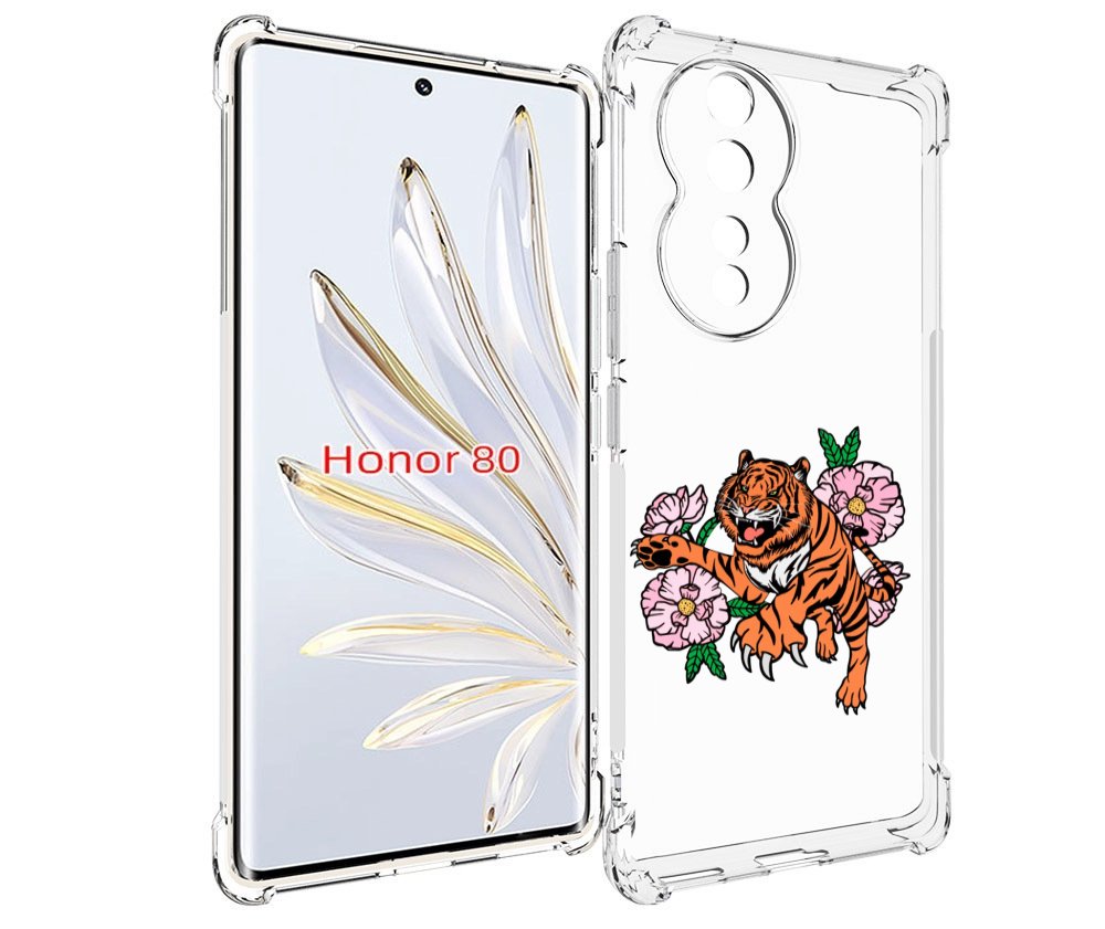 

Чехол MyPads тигры-цветочные для Honor 80, Прозрачный, Tocco