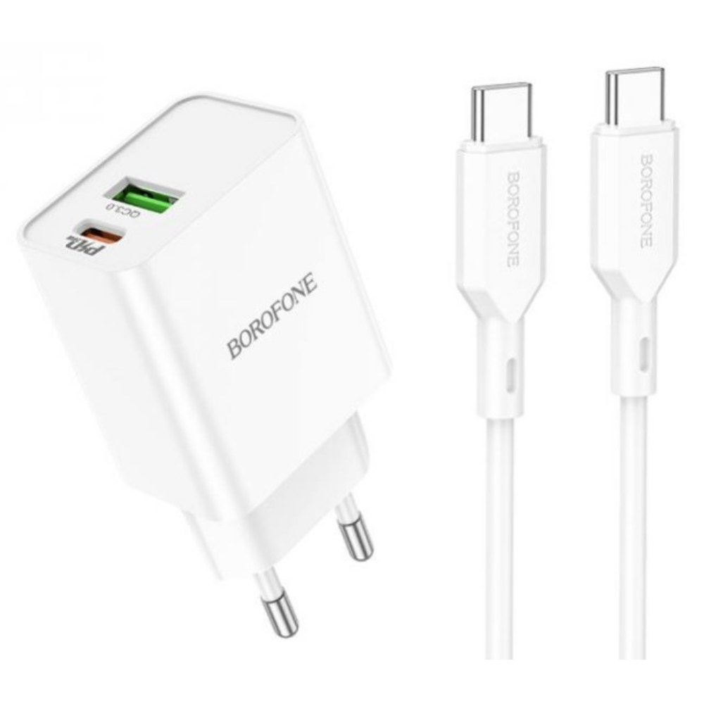 

Сетевое зарядное устройство Borofone BA69Aaa type-c 1xUSB, 1xUSB Type-C 3 А белый, BA69Aaa