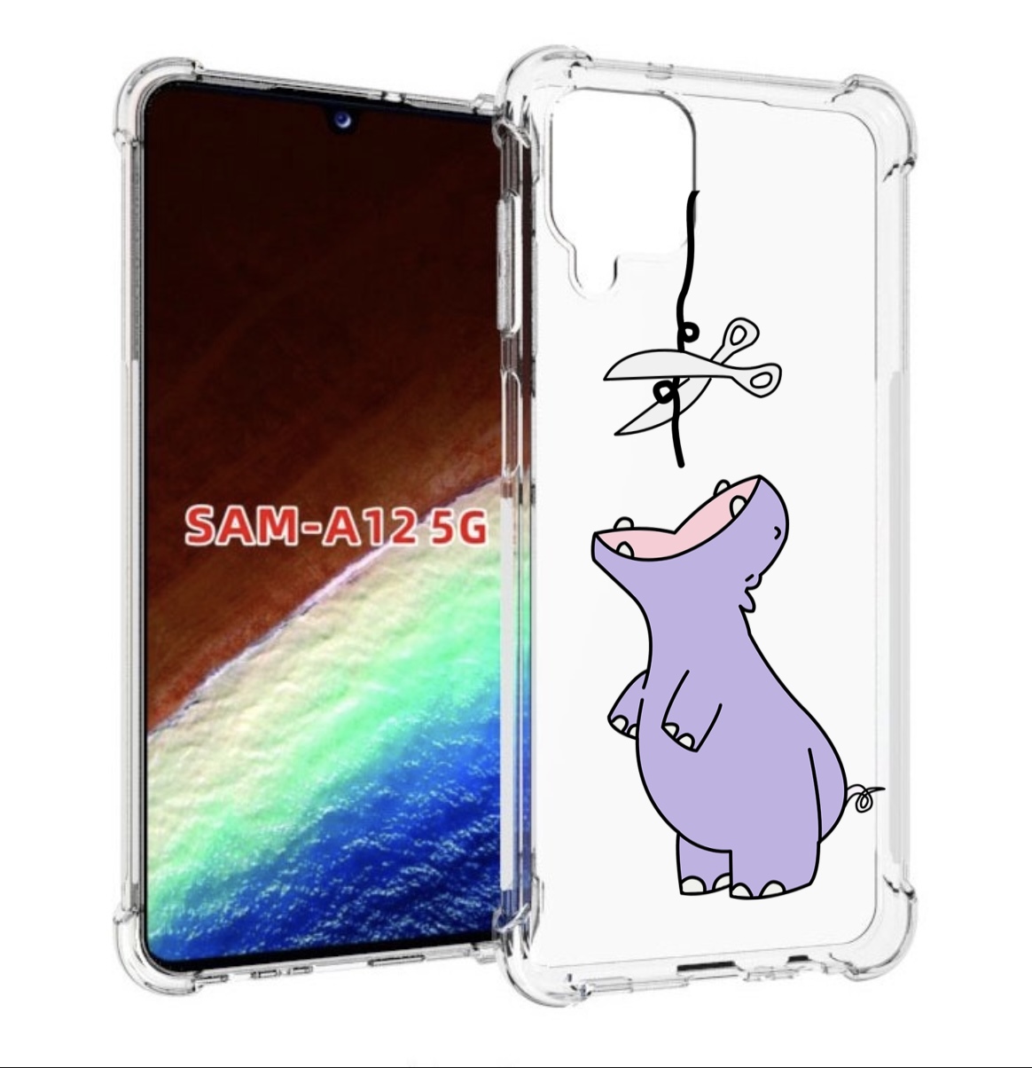 

Чехол MyPads динозаврик-фиолетовый для Samsung Galaxy A12 (SM-A125F) 2020/21, Прозрачный, Tocco